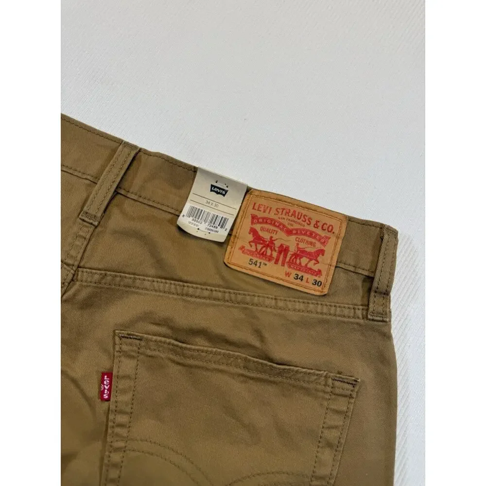 Levi’s 541 Athletic Taper Khaki Pants 34x30 Stretch Water Less New With Tags